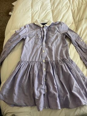 Ralph Lauren Lavender Long-Sleeve Shirt Dress with White Collar